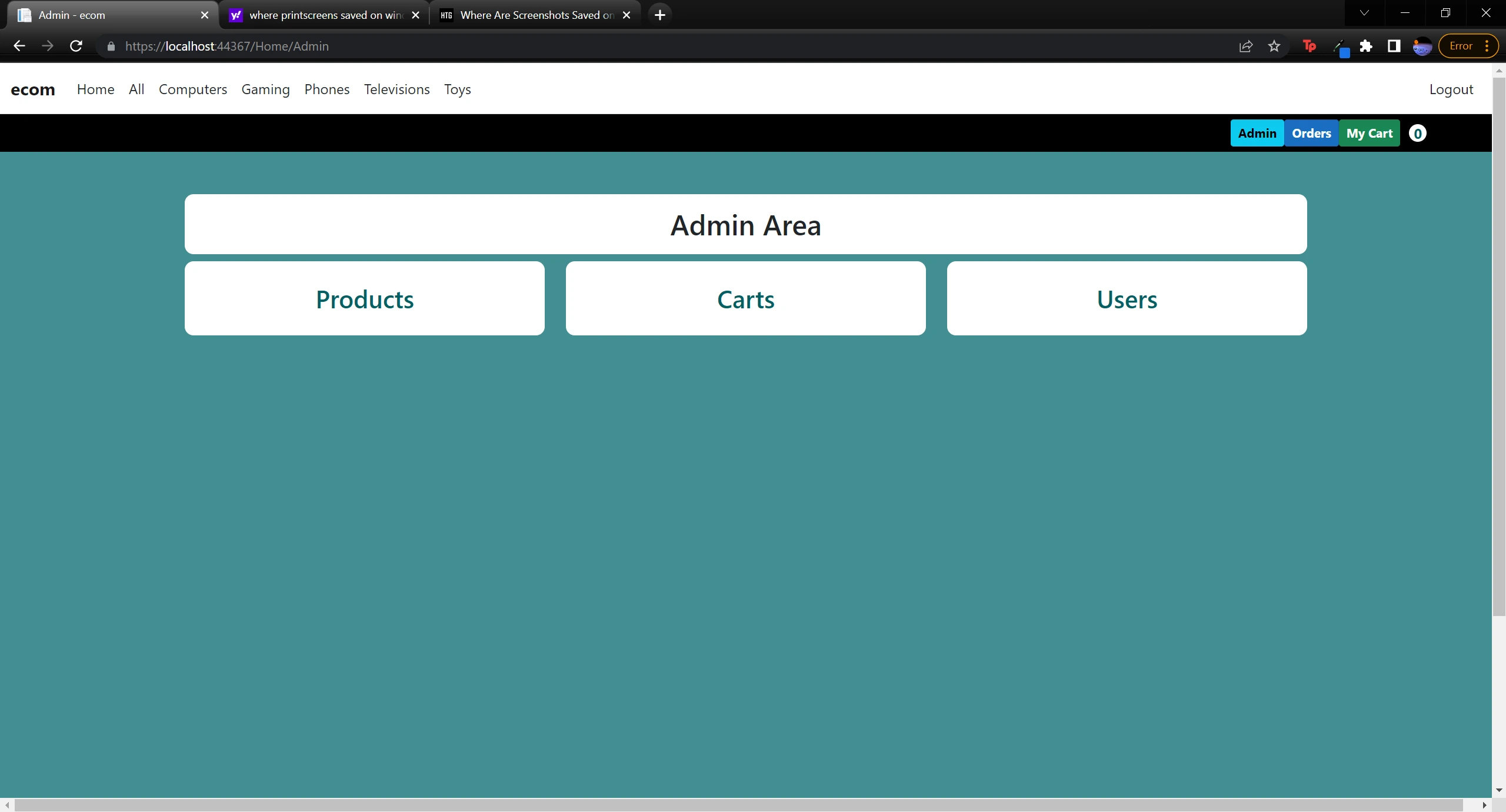 E Commerce Admin CMS Page Preview Image